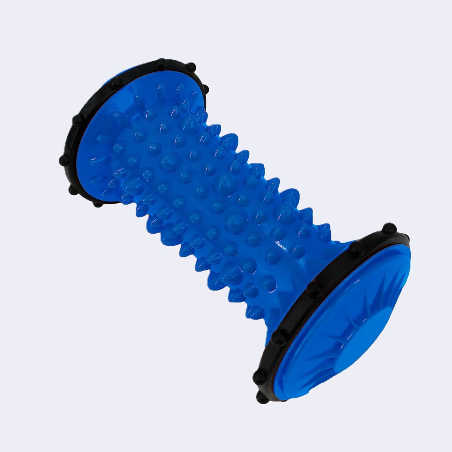 Rouleau massage bleu à picots, détente musculaire et stimulation circulatoire.