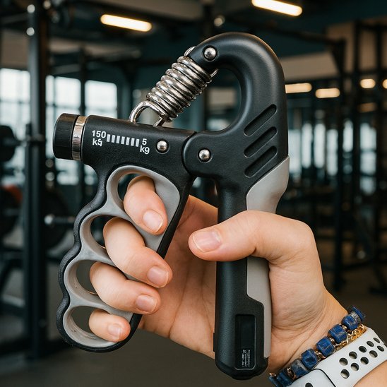 Hand grip tenir par une main en salle de sport.